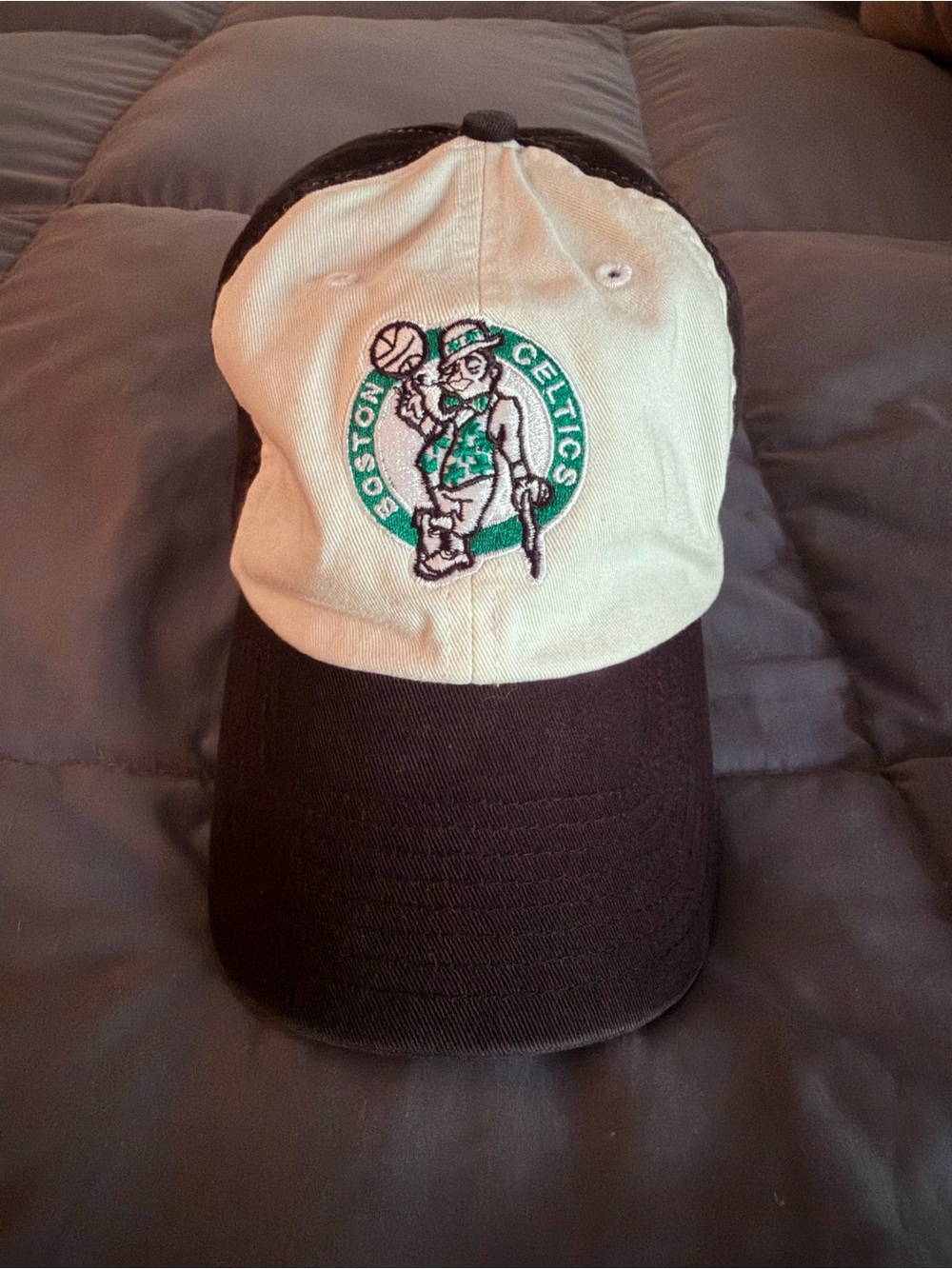 47 Brand Boston Celtics Two-Tone Cream & Black Cap with Green Logo